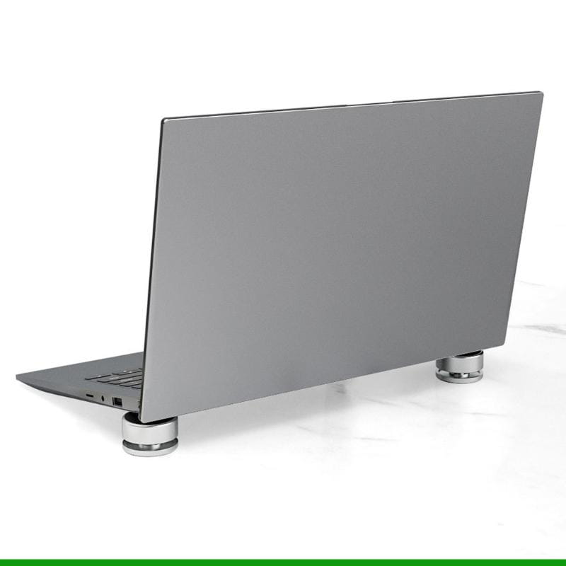 silberner Aluminium-Notebookständer-Fuß mit tragbarem Design und eleganter, minimalistischer Optik, mit polierten Metallfüßen.