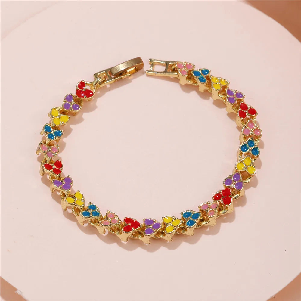 European American Geometric Metal Bracelet Versatile Colorful Enamel Bangle Wedding Supplies Holiday Gift