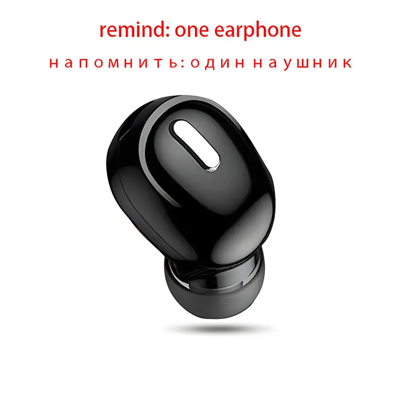 Schwarzer glänzender kabelloser Bluetooth-Ohrhörer als einzelner Sportkopfhörer mit schlankem ergonomischem Design und einem silberfarbenen Akzent auf der oberen Fläche.