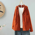 New Women's Casual Loose Hoodies Solid Color Cotton Simple Coats Spring Autumn Double Pockets Hooded Jackets Women Sweatshirts