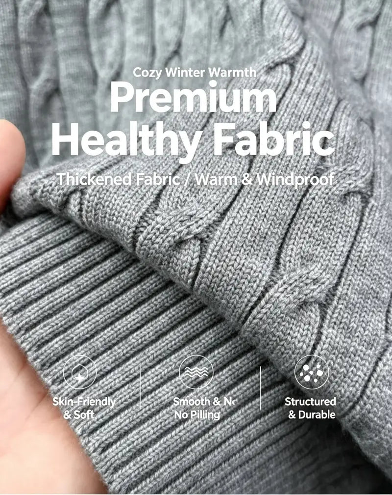 Herren-Designer-Sweater aus grauem Zopfmusterstrick mit halbem Reißverschluss, mit dickem, strukturiertem Premiumstoff.