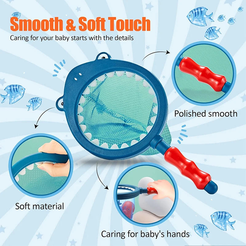 Baby Bath Toys Cute Animals Bath Toy Water Spray Bath Toys Swimming Toys Kids Floating Bath Toys with Fishing Net Fishing Toys