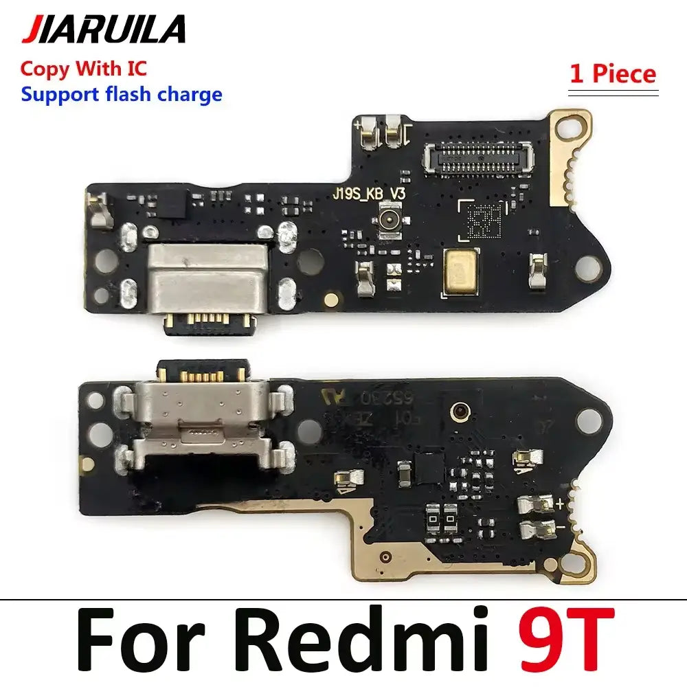 Cable flexible del puerto de carga USB con placa de circuito negro, con puerto de carga USB-C plateado y conectores de color dorado, etiquetados para el cable flexible del puerto de carga USB de Redmi 9T para la serie Xiaomi Redmi, compatible con el envío mediante China Post y con tiempo de protección ampliado.