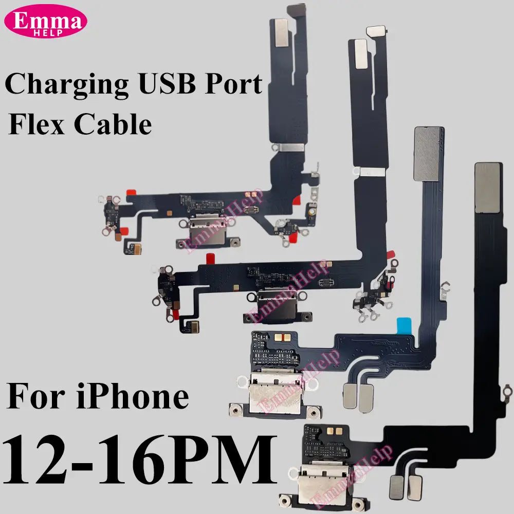 iPhone 16 Pro Max 向けのブラック フレックスケーブル充電ポートで、効率的な USB 充電とデータ転送のために設計されています
