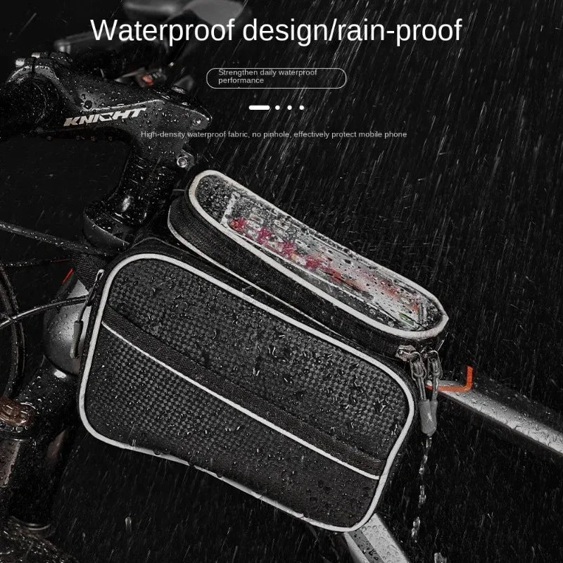 Bike Bags Road Bike Riding Gear Accessories Large Capacity Touch Screen Handlebar Front Tube Waterproof Mobile Phone Bag