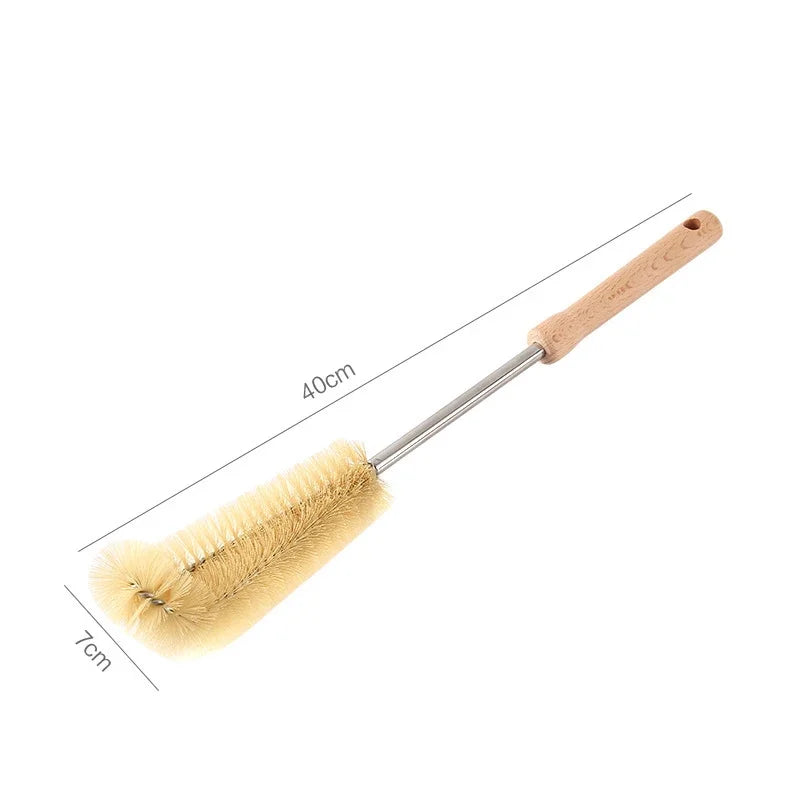 Kitchen Cleaning Tools Drink Bottles Glass Scrubbers Cleaning Brush Wooden Bottle Cleaning Brush with Long Handle