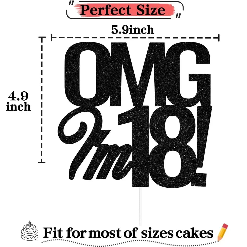 OMG I'm 18 30 40 50 60 Years Old Cake Topper Happy Birthday Party Decoration Adult Anniversary 30th 40th 50th 60th Birthday Cake