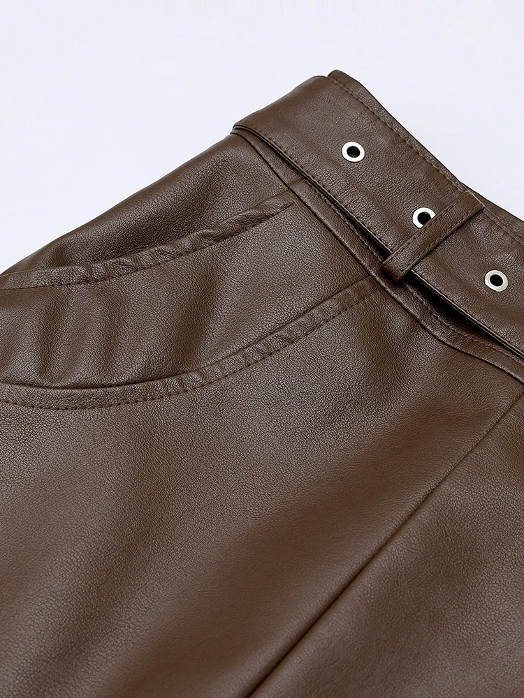 Women Pu Leather Black Skirt 2025 New Autumn Winter Lady High Waist Fashion Wrap Hip Skirt Elegant Office Lady  Skirt