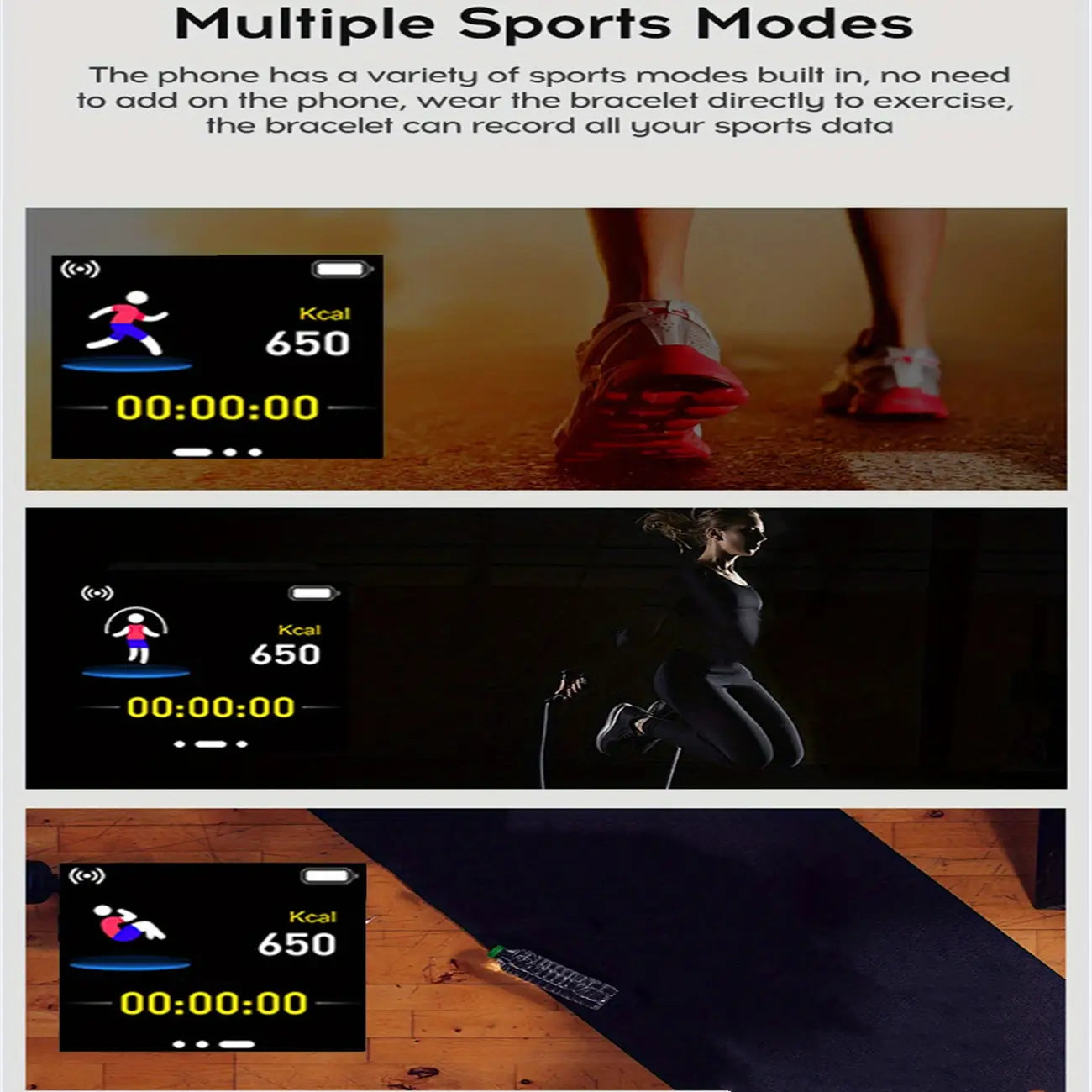 Black y68 fitness smart watch Bluetooth color screen tracker with sport mode displaying calorie count and time requires mobile phone wireless connection to download app firstly.