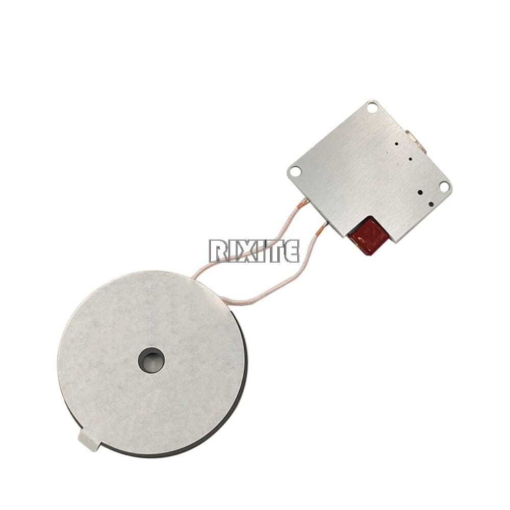 Silver circular wireless charger with a red component and wire connection showing the 12v input fast charging Type C module.