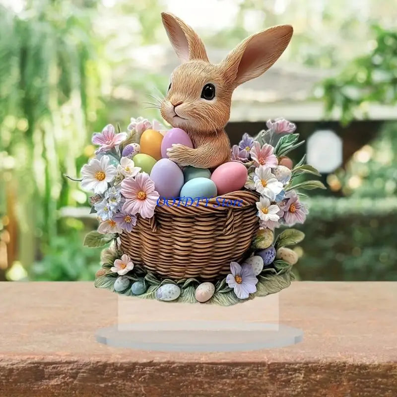 367A Easters Eggs Rabbit Statue Shelf Decors Accent,Easters Decors Figurines for Home