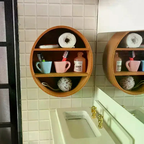 1/12 Dollhouse Wall Cabinet Display Shelves Storage Rack Model Dollhouse Living Room Furniture Decoration Dolls House Accessory