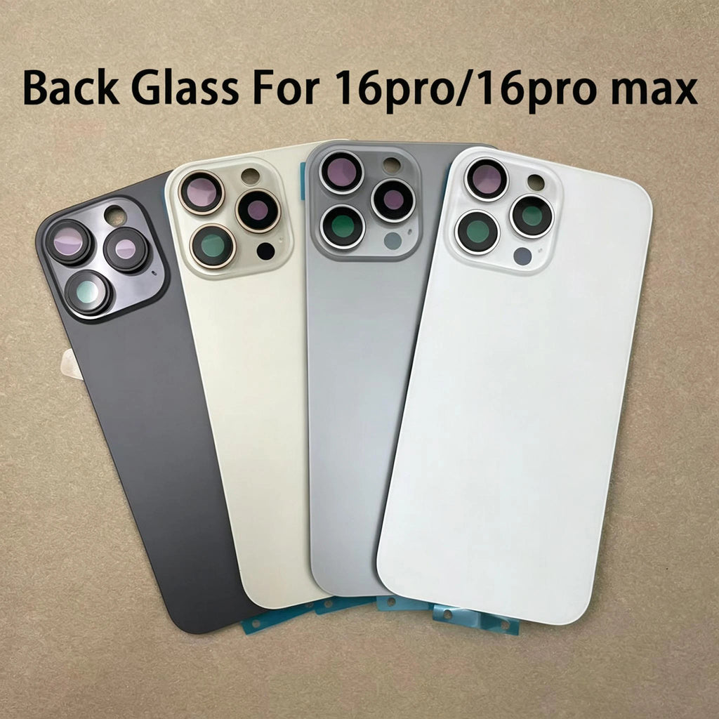 1 Pc Back Glass Cover For iPhone 16 Pro 16 Pro Max Replacement With Camera Lens Bracket & Magnets, Repair Rear Housing Panel
