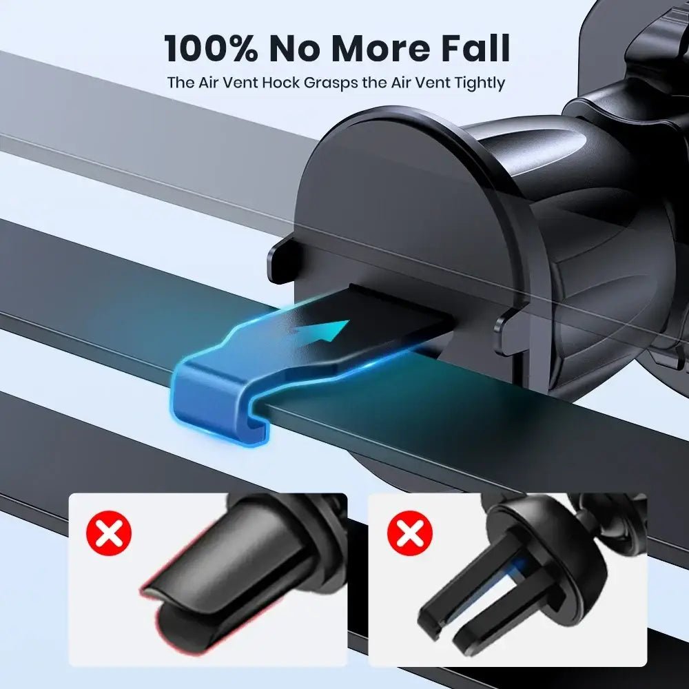 Black plastic car phone air vent mount with blue clip mechanism for magsafe car phone magnetism premium quality use