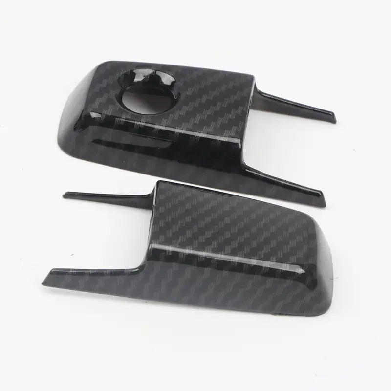 Caches de poignées de porte de voiture à texture en fibre de carbone noire pour la garniture de poignée de porte en chrome Mitsubishi Pajero 2007 à 2021.