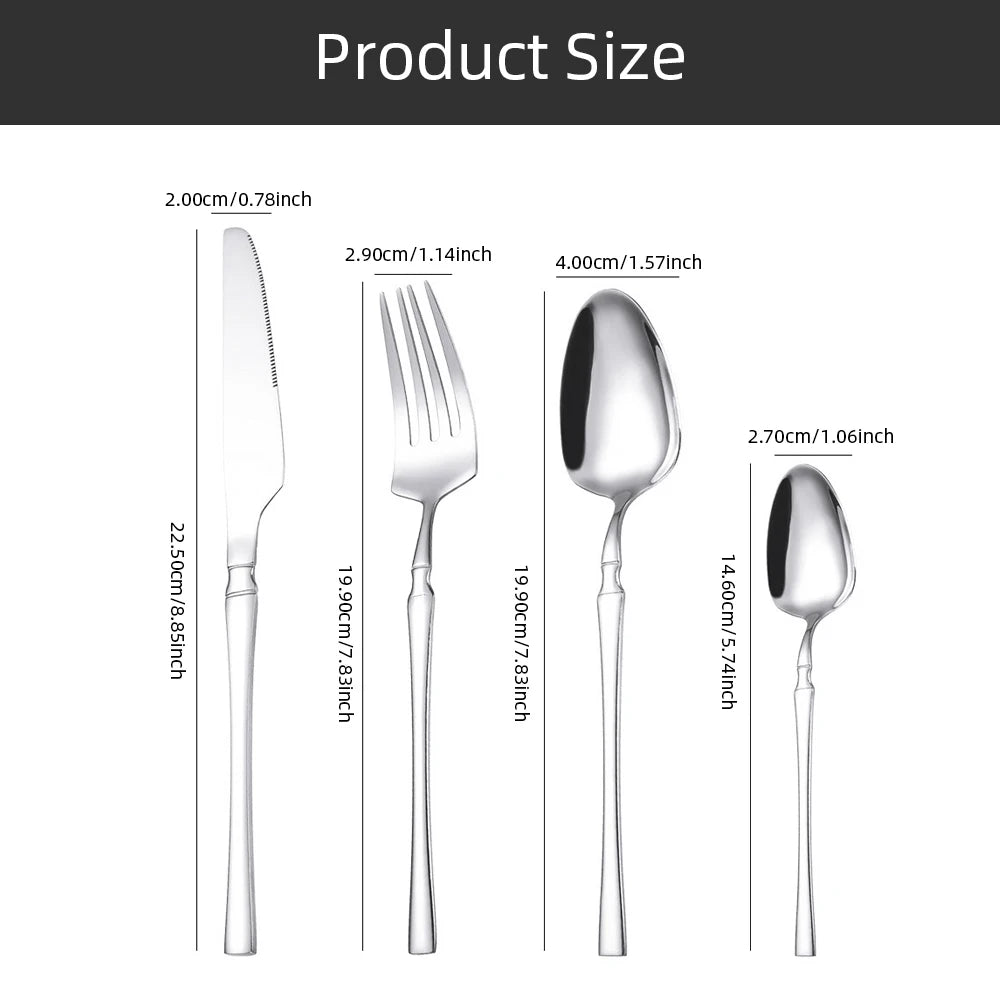 24pcs Cutlery Set Stainless Steel Tableware Knife Fork Coffee Spoons Dinnerware Dishwasher Safe Dinner Cutlery