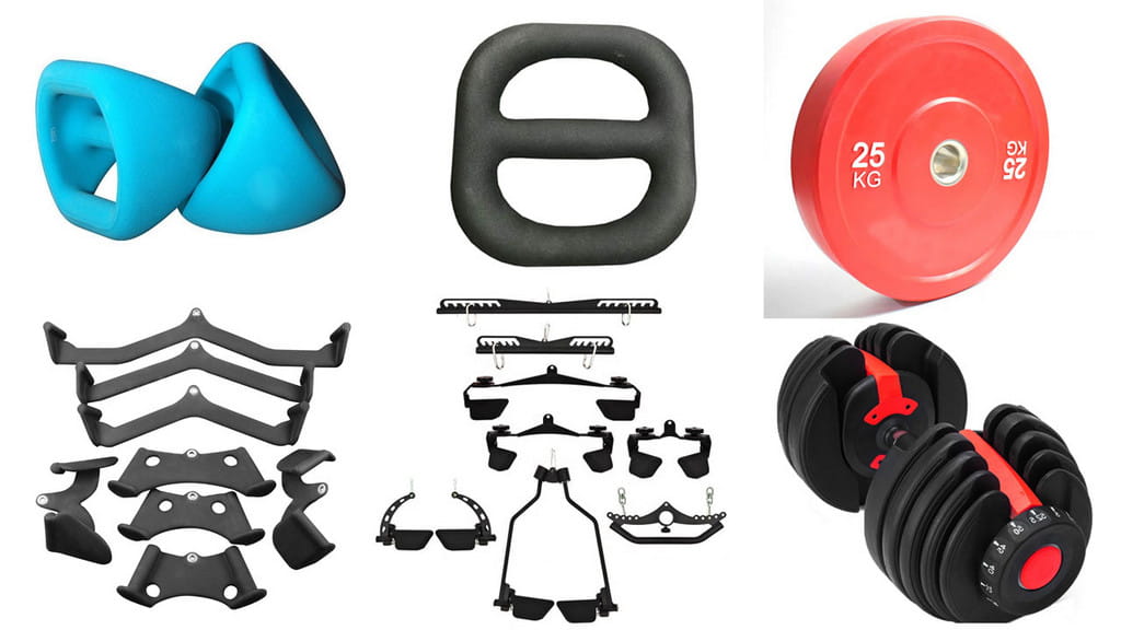 Red 25 kg weight plate with white text and central hole designed for 3-station multi-function home gym equipment.