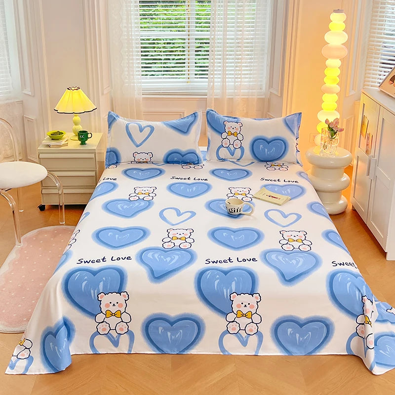 Bedroom Sheet Gorgeous Flowers Cartoon Printing Bedding Sheet PillowCase Bedding Fashion Exquisite Printing Sheet 1pc or 3pc/Set