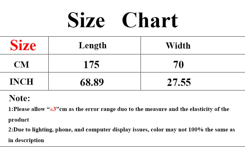 Size chart for the instant chiffon hijab with cap bonnet displaying measurements in centimeters and inches with notes on potential measurement error and color variation.