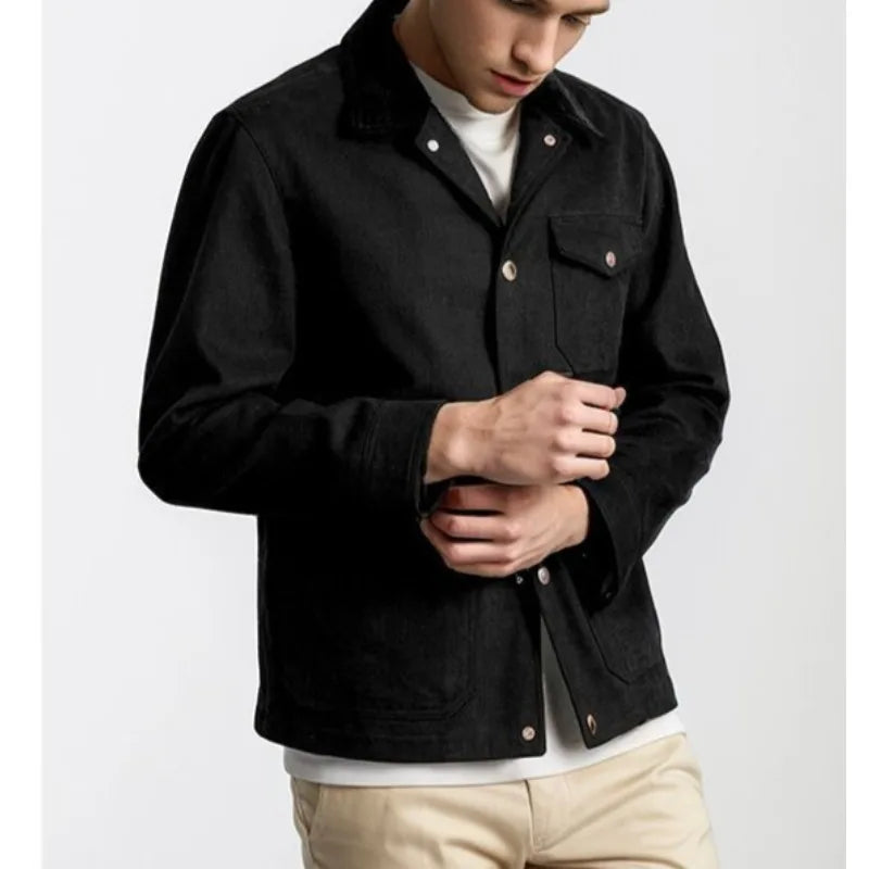 Men's Casual Fashion Lapel Tooling Style Jacket Multi-color Optional Trend Solid Color Jacket Men's Trench Coat