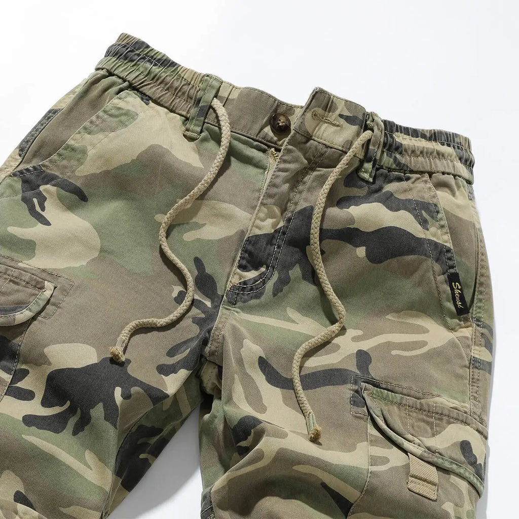 Men's Outdoor Camouflage Cargo Pants with Multi-Pocket Trendy Brand Jogger Wash Cotton Loose Fit Sports Tapered Track Sweatpants