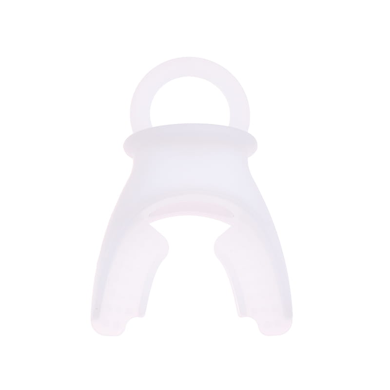 Transparent silicone dental retainer with a looped top for easy attachment designed as a lung capacity training device for respiratory fitness.