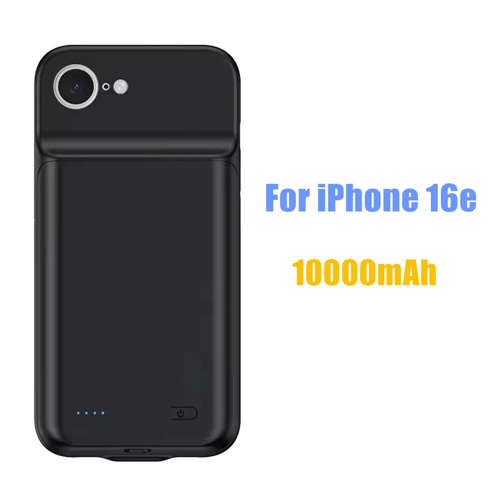 10000mAh Powerbank Cover For iPhone 17 16 Pro Max 17Air 16 Plus 16e External Battery Cases Portable Charger Power Bank Case