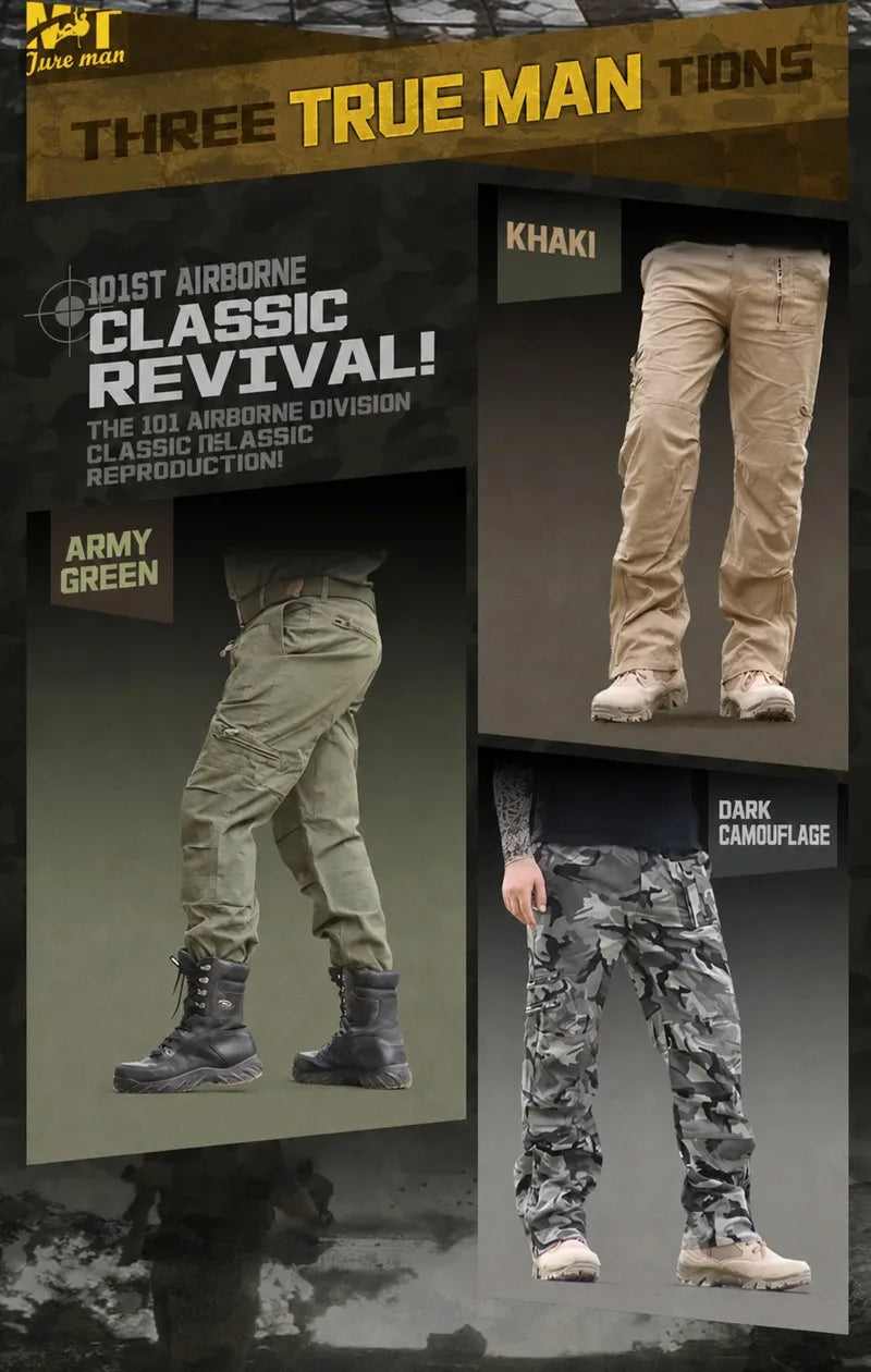 Men's Cargo Pants Outdoors Style Tactical Pants Male Camo Jogger Plus Size Cotton Many Pocket Men Camouflage Black Trousers