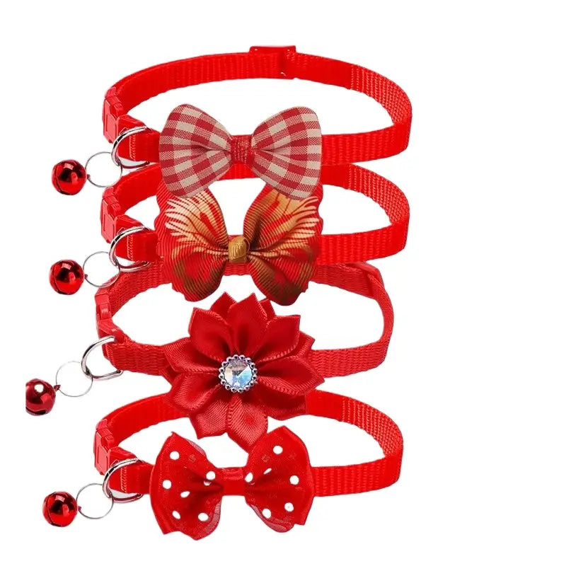 adjustable red bow cat collars with bells featuring decorative bows and bells designed for comfort and style