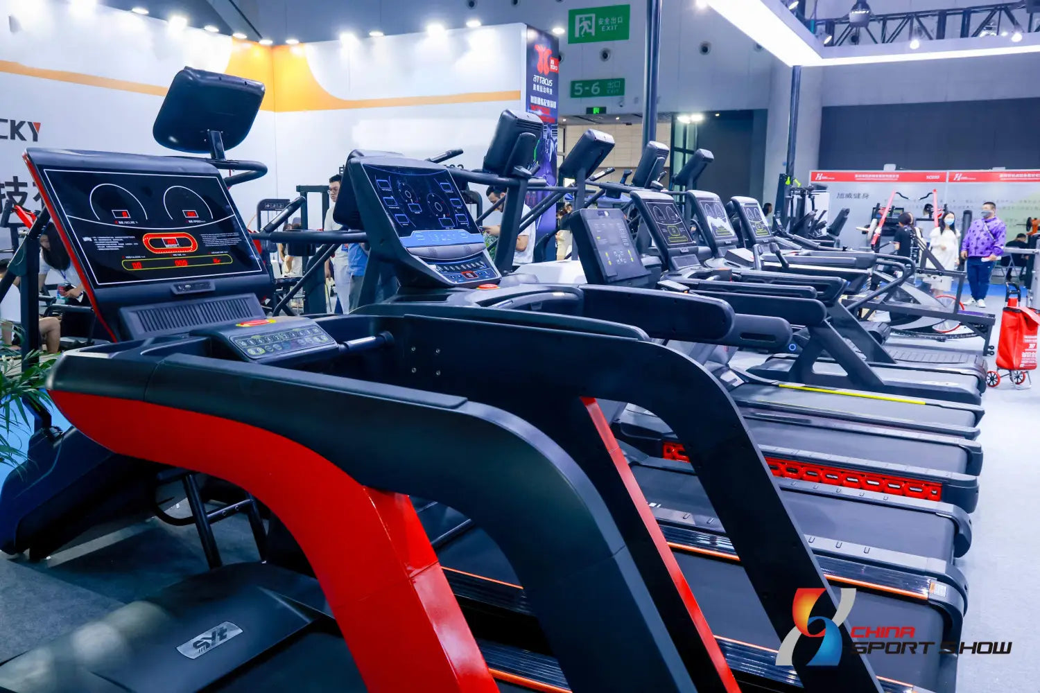 commercial stair climber machine cardio stepmill in black and red with a digital display screen for indoor fitness training