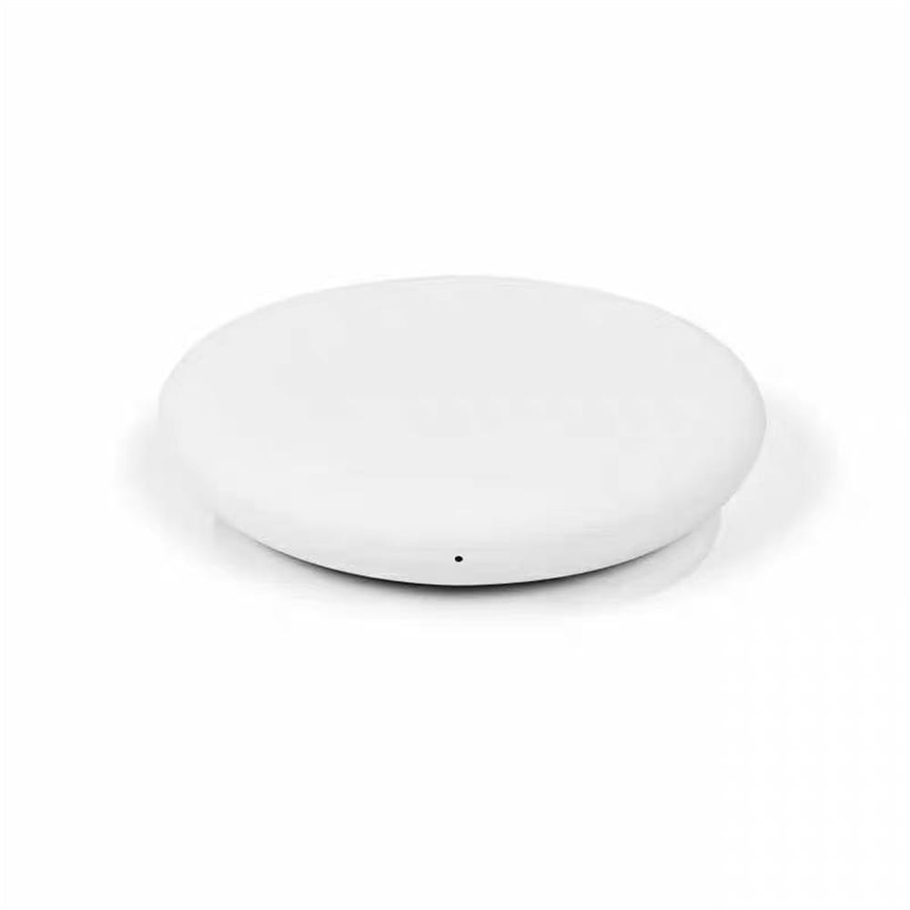 Weiße runde kabellose Ladestation mit glattem, minimalistischem Design; sie verfügt über eine 20-W-Schnelllade-Kompatibilität für Xiaomi Pro Max Geräte.