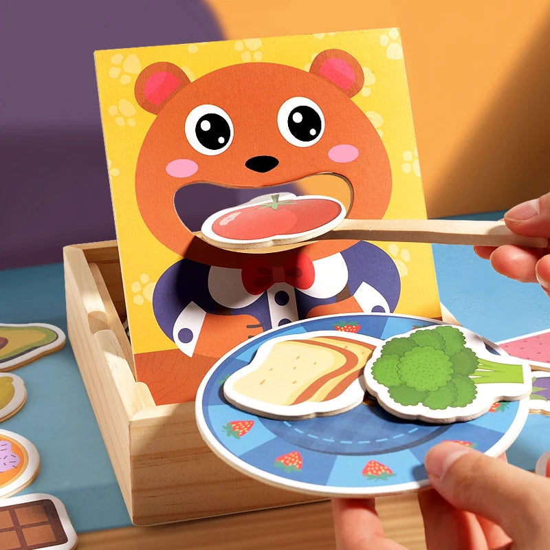 Parent Child Simulation Teddy Bear Feeding Game, Early Childhood Education, Baby's Fine Action, Spoon Training Toy
