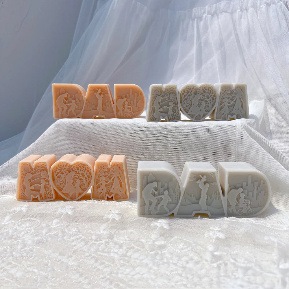 DAD MOM Candle Mold MAM Letter Soy Wax Silicone Mold Father's Day Gift Mother 's Day Home Decoration