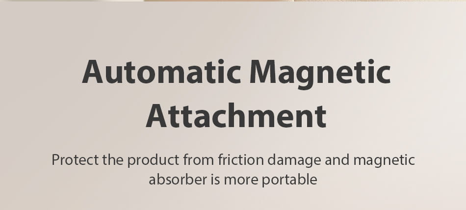 Rocoren magnetic laptop stand and cooling holder features an automatic magnetic attachment with a sleek minimalist design in black aluminum to protect devices from friction damage and magnetic interference.