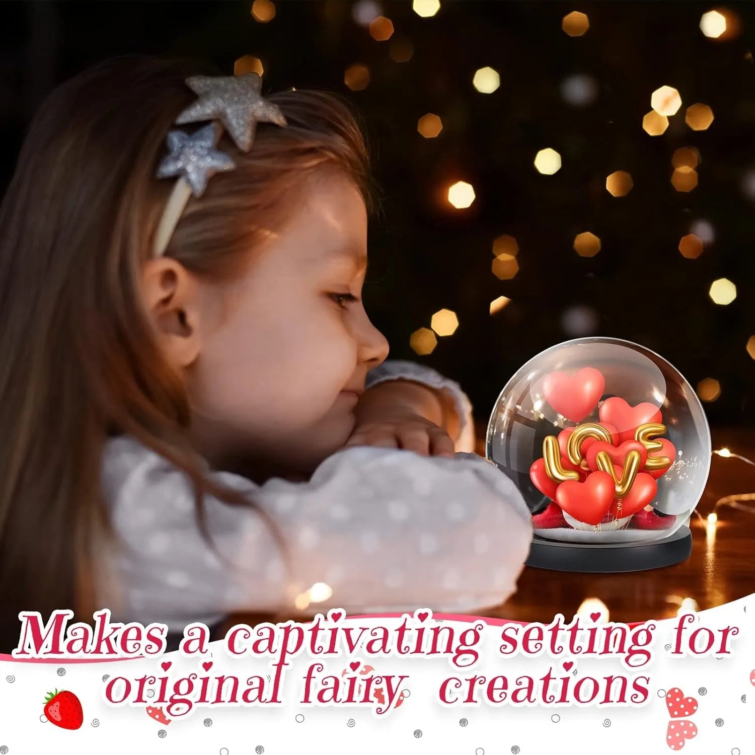 Display Dome Valentines Day Gifts Office Glass Cover DIY Craft Valentines Day Decor Dollhouse Accessories Bell Jar Display Case