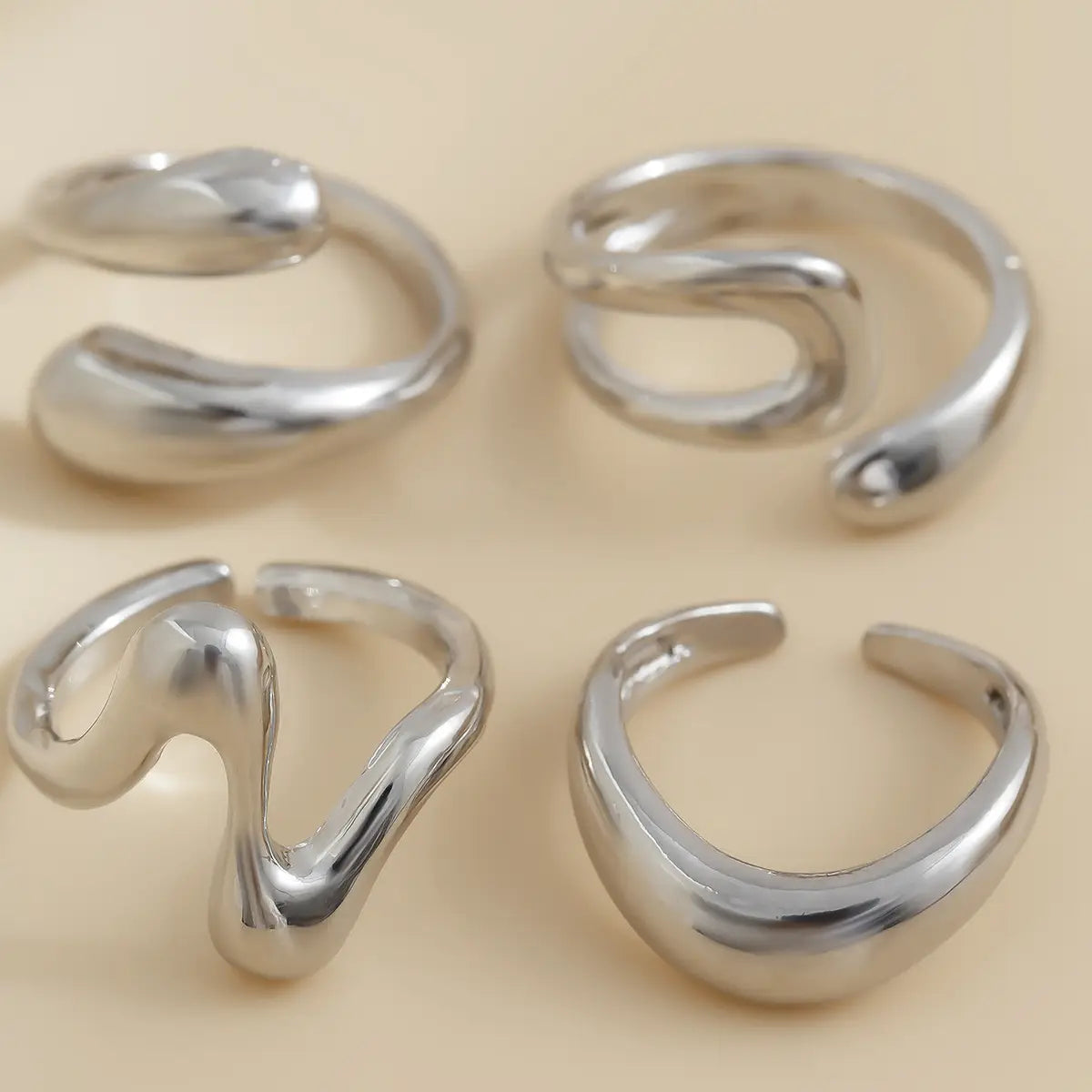 One Set Irregular Geometric Rings For Women Men Girls Punk Fashion Beach Style Gold Silver Color Knuckle Joint Ring