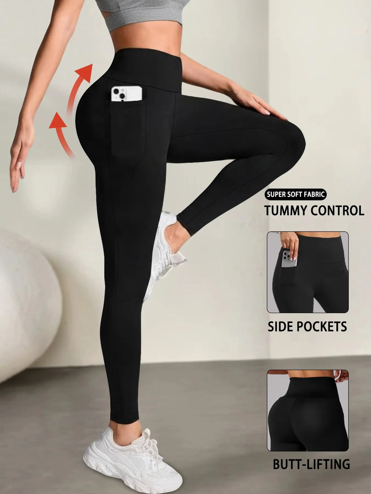 Women Yoga Fitness Leggings With Pocket High Waist Tights Gym Workout Running Stretchy Sexy Butt Liftting Casual Skinny Pants