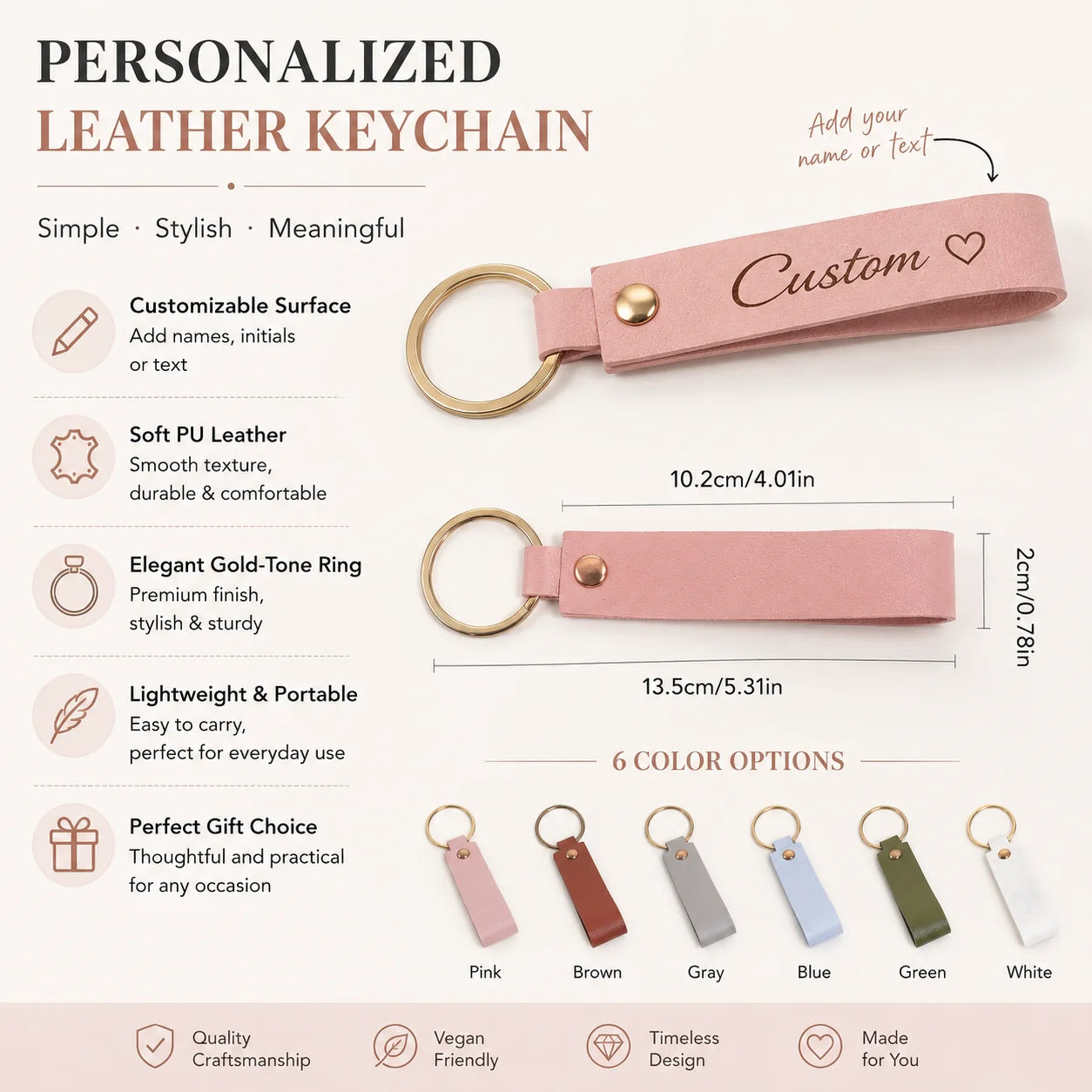 Custom Name Keychain, Laser Engraved Personalized Pu Keychain, Diy Pendant For Women, Personalized Text Keychain