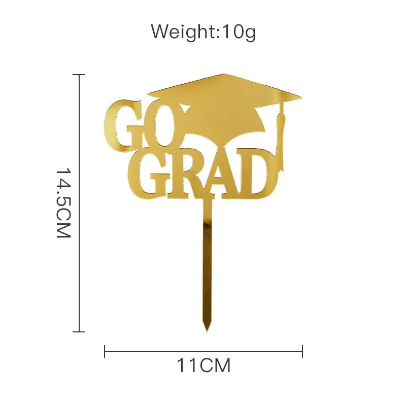 Graduation Season Birthday Cake Topper Gold Congratulations You Got It Grad Acrylic Cake Toppers for Student Party Decoration