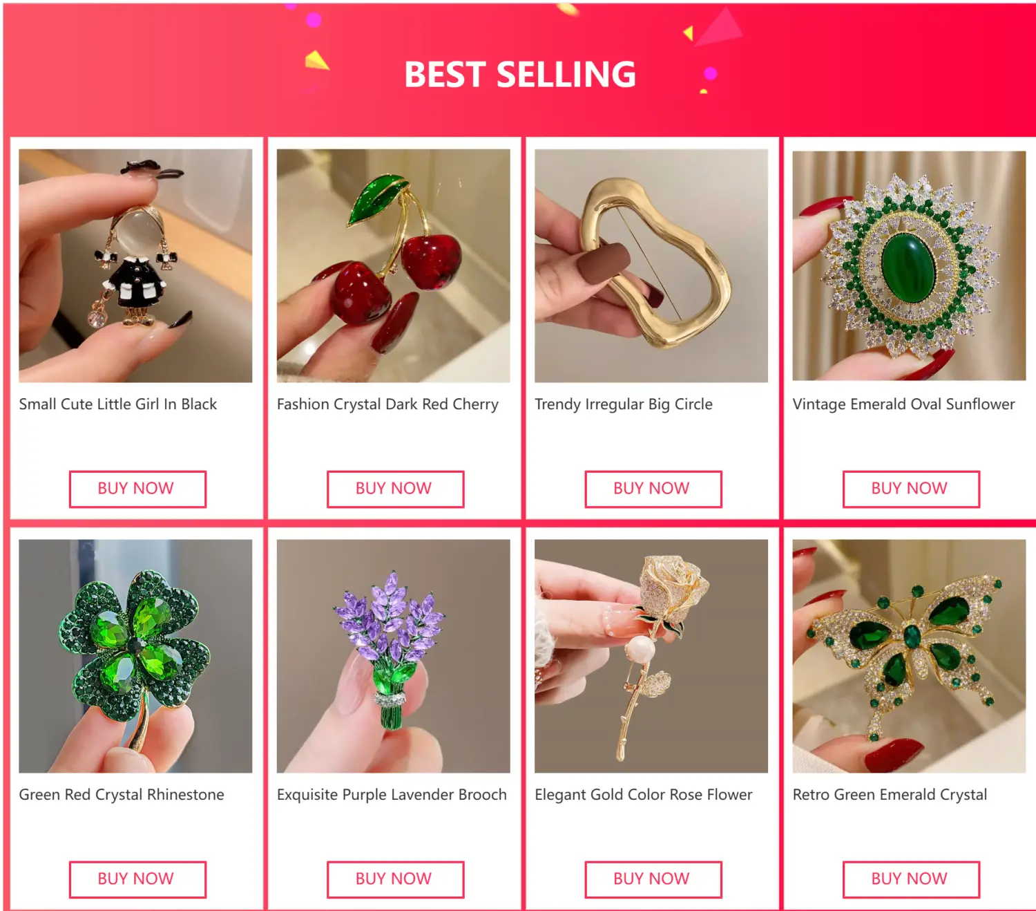 Broche-épingle émaillée en forme de fleur de lotus, présentant un motif ancien d’ensoleillement ovale émeraude avec une pierre précieuse verte au centre, entourée de cristaux transparents et d’un travail métallique doré complexe.