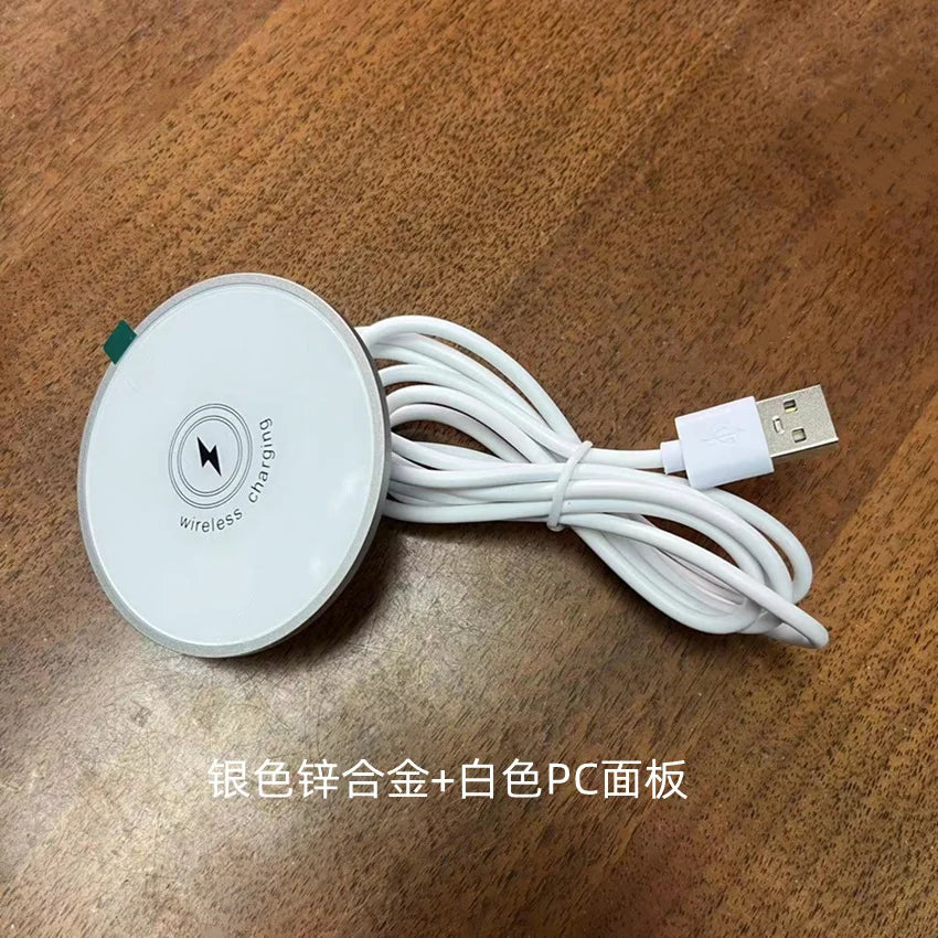 Desktop embedded wireless charger Fast charging 15W quick megnetic wireless chargers Bedside table furniture hotel  restaurant