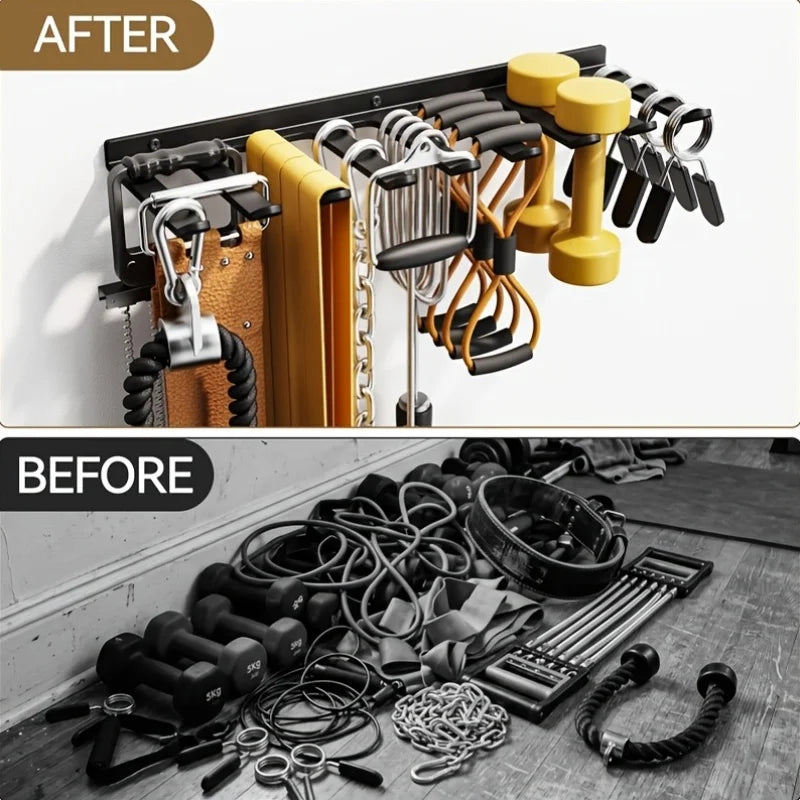 Wall Gym Storage Rack Organizer for Resistance Band Heavy Duty Hook for Gym Equipment Home Workout Band Rack Wall Storage System