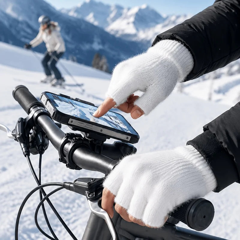 Women's versatile, fleece-lined, warm half-finger gloves for fall and winter，Suitable for office work, studying, writing, drivi