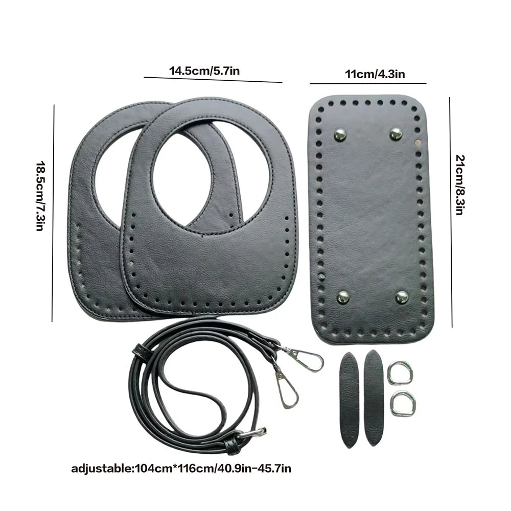 Beach Bag Handmade Accessories, Backpack Creative DIY Wallet, Pu Material Handle, Shoulder Strap, Base Plate, Ear Straps, 8-Piece Set