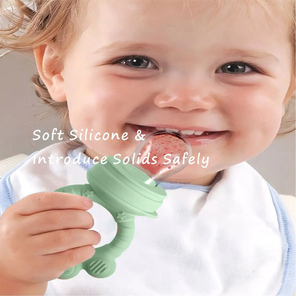 Baby Fruit Food Feeder & Freezer Nibble Tray Combo, Breastmilk Popsicle Molds，BPA Free Silicone Feeder，Infant Self Feeding, 4M+