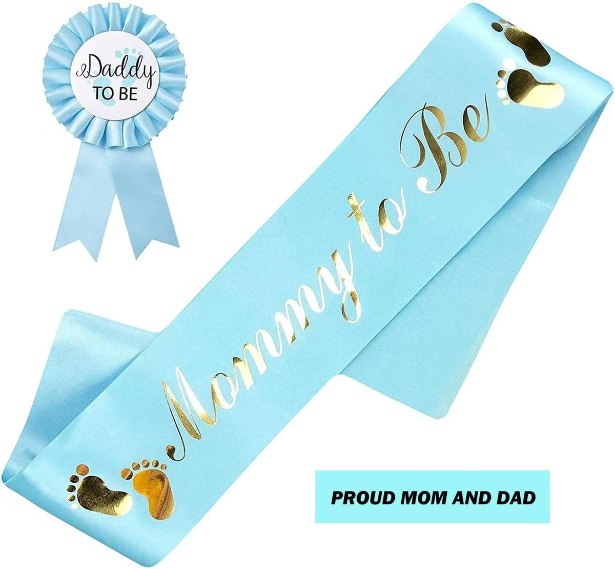 Baby Shower Mom To Be Sash And Tinplate Badge Daddy To Be Combo Kit,Baby Gender Reveal Party Gifts