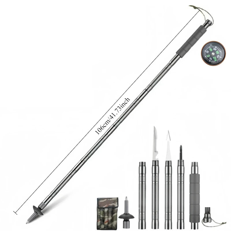 Aluminium Alloy Outdoor Camping Walking Sticks Camping Mountain Climbing Anti-slip Portable Multi-functional Walking Sticks