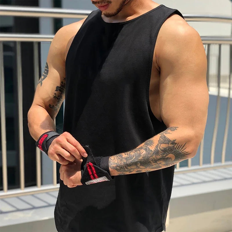 Men Bodybuilding Tank Tops Workout Fitness Cotton Sleeveless shirt Running Clothes Gym Stringer Singlet Male Summer Casual Vest