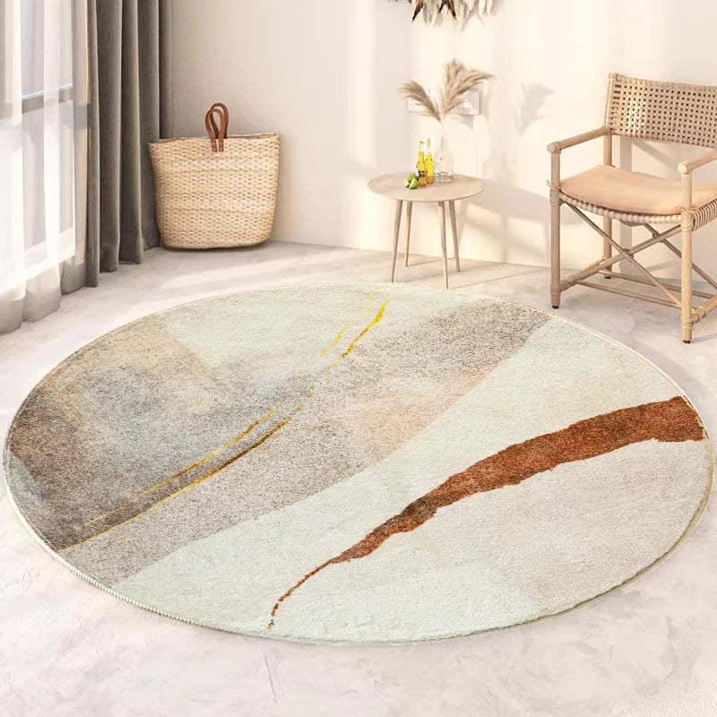 Trendy Bold Text Round Area Rug Stylish Typography Printed Carpet for Bedroom Apartment House Ornament Decoration