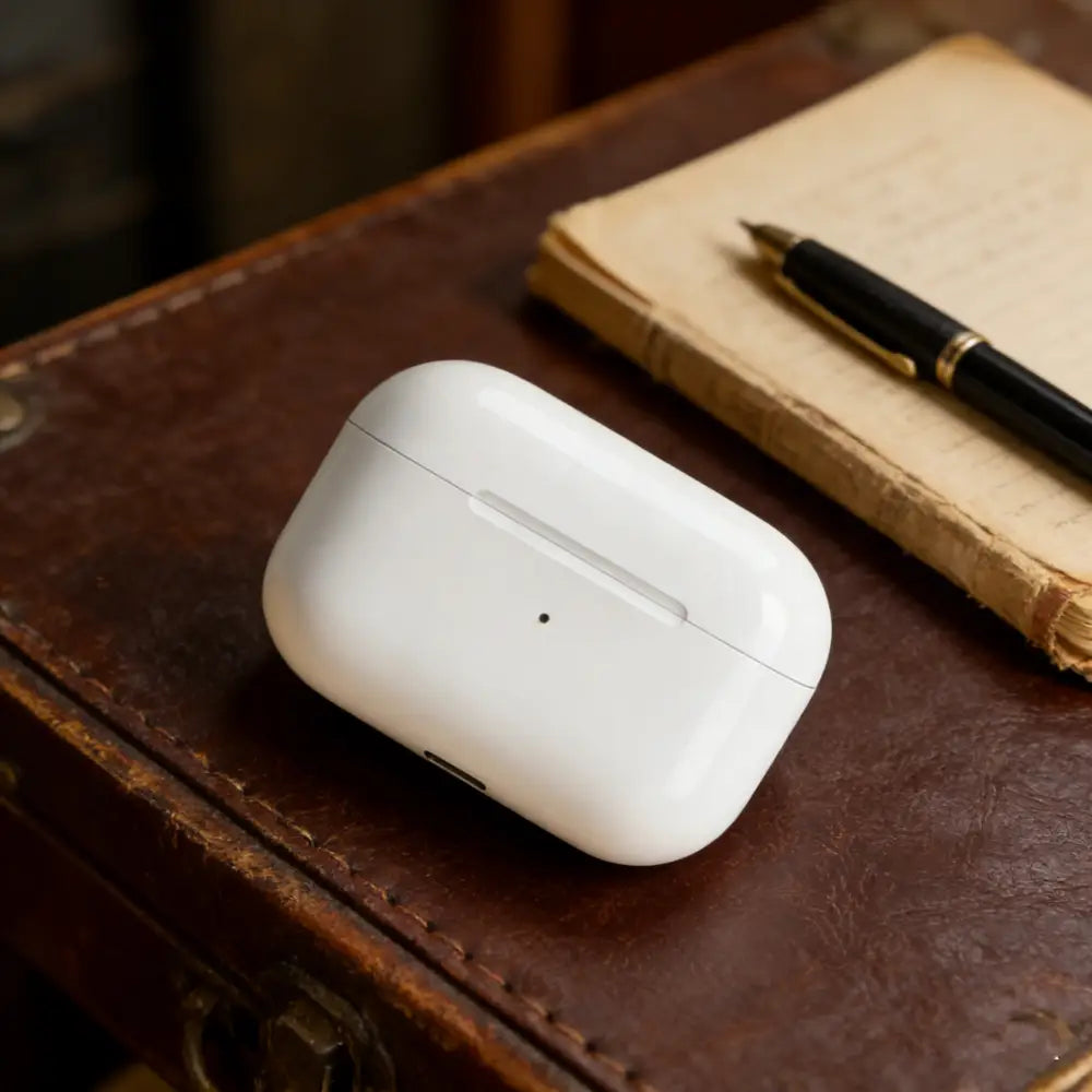 weiße Apple AirPods Pro kabellose In-Ear-Kopfhörer mit Bluetooth 5.3, Ladeetui, mit aktiver Geräuschunterdrückung und geschmeidiger glänzender Oberfläche